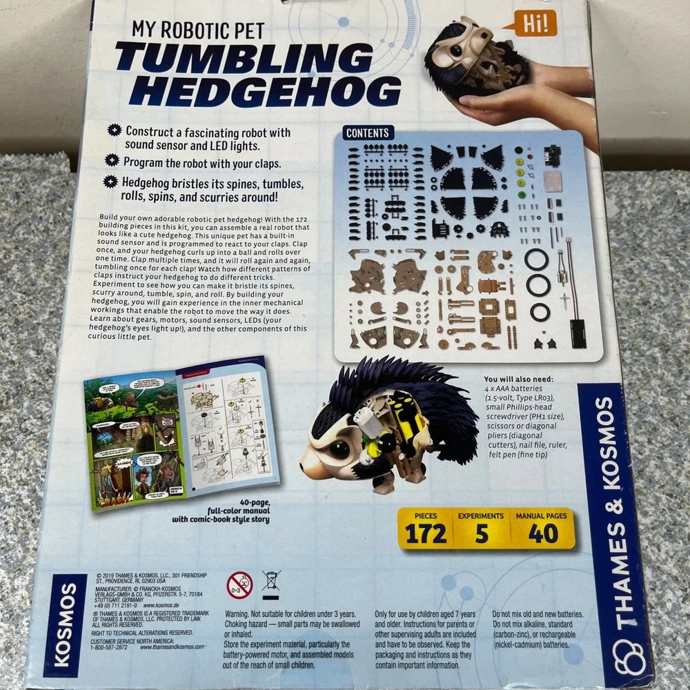 Thames & Kosmos My Robotic Pet Tumbling Hedgehog STEM Kit 620500 Ages 7+ 172 Pcs